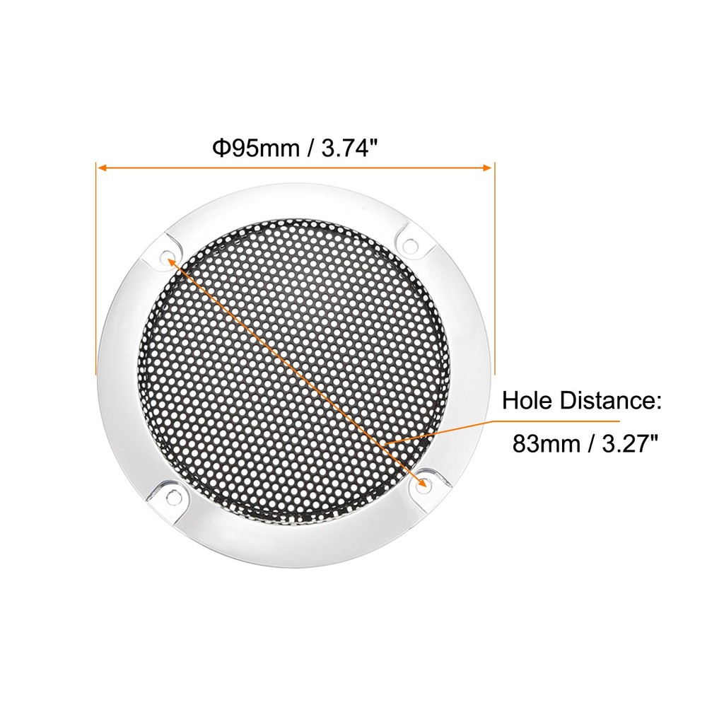 Speaker Grill Cover Black Protector, [for DIY] - 3"/Silver Frame/ 2Pcs