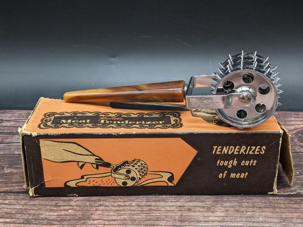 Hostess Meat Tenderizer Bakelite Handle Original Box Stainless Kitchen Gadget