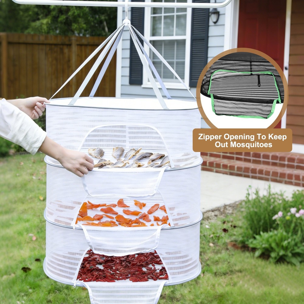 Herb Drying Rack, 24" 2-Layer Hanging Drying Mesh Net, Black