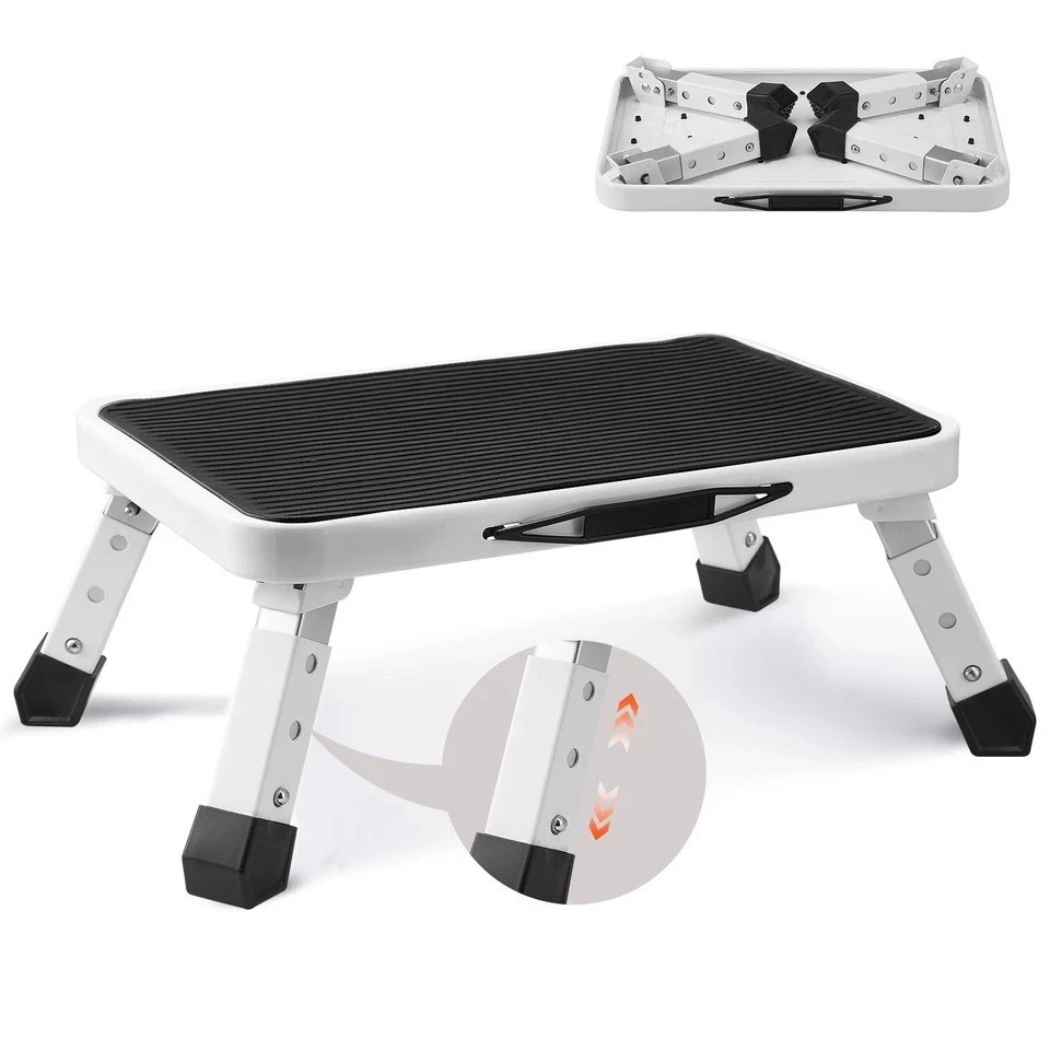 Step Stool Ladder Foldable 3 Adjustable Height Max Load 330lbs for Home