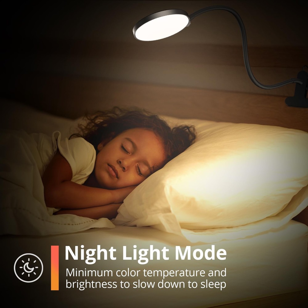 Reading Light with Remote, LED Desk Lamp Clip on [1H Timer & Nightlight] RA 9...