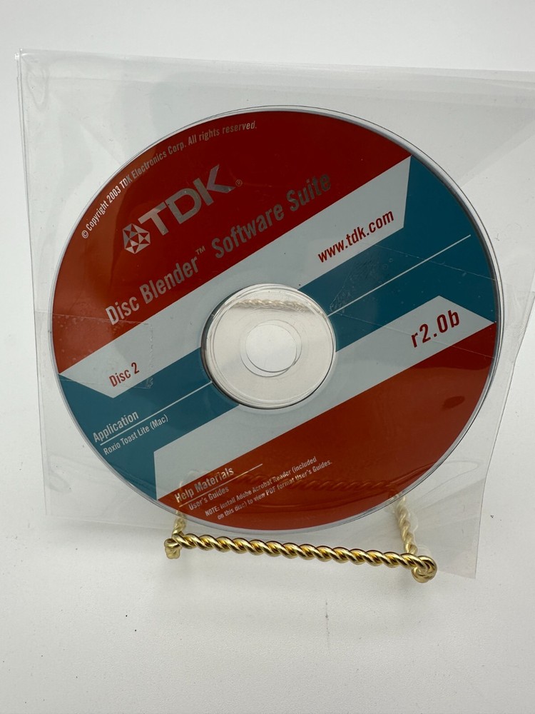 TDK Disk Blender - R2.0 A & B Disk Creation Software Vintage Software CD 2003