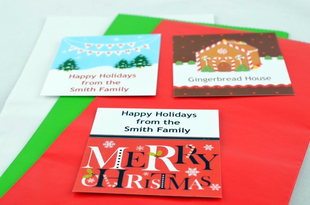 Red Stocking Personalized Christmas Round Sticker Labels-7 size avaiable