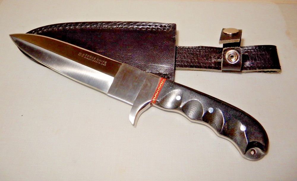 MASSIVE D2 Force 11 1/2" Dagger with Leather Sheath NEVER USED - DISPLAYED ONLY