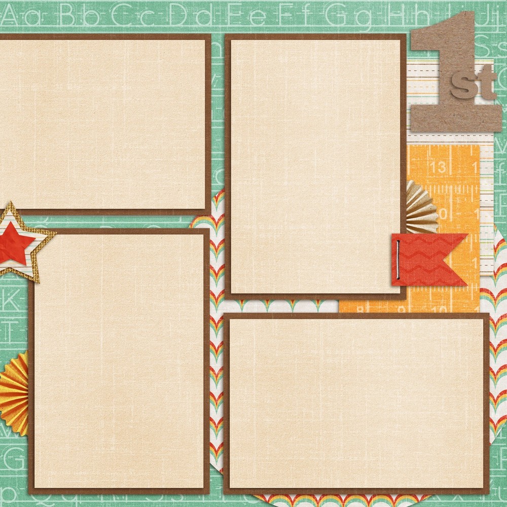 FIRST GRADE -- 2 Premade Scrapbook Pages - EZ Layout 837