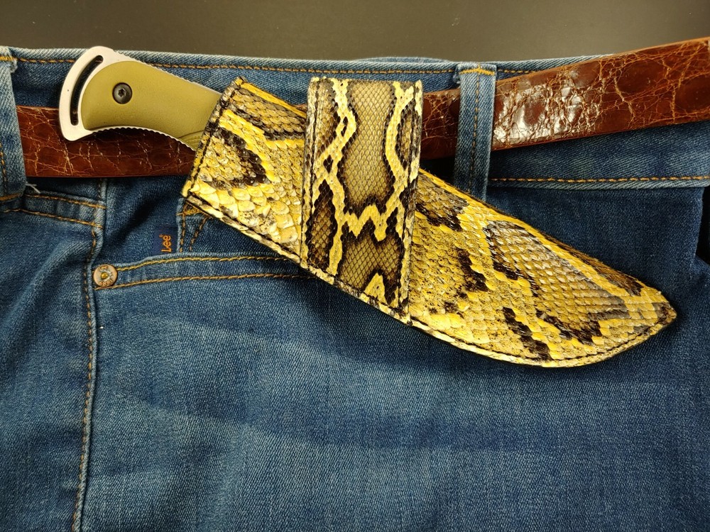 ESEE 3 RC 3 CROSS DRAW Hunting SHEATH BURMESE PYTHON snake skin HANDMADE SHEATH