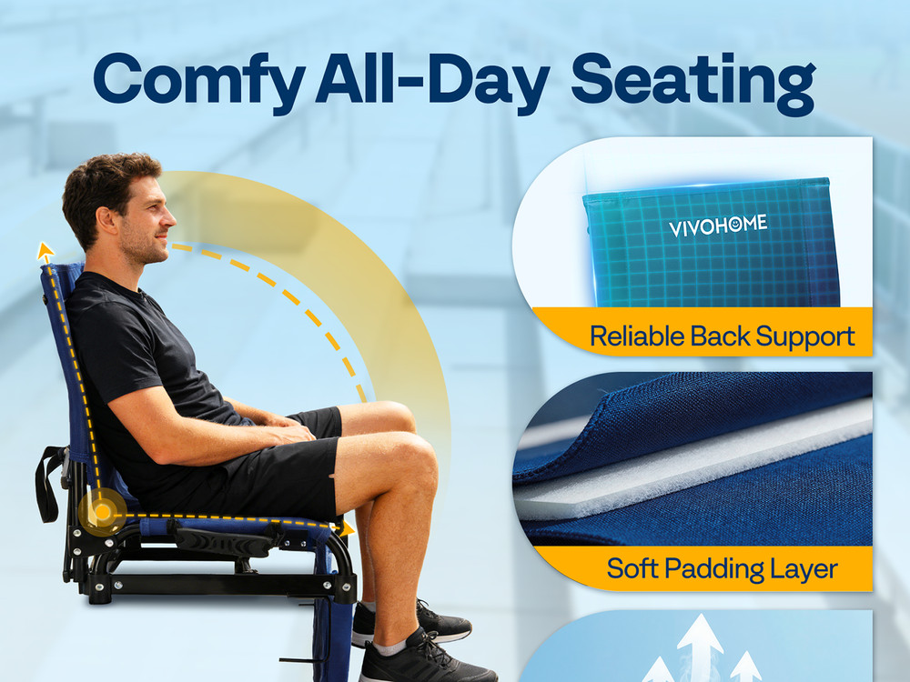 2 Pack Folding Stadium Seats w/ Back Support Portable Bleacher Chairs Cup Holder