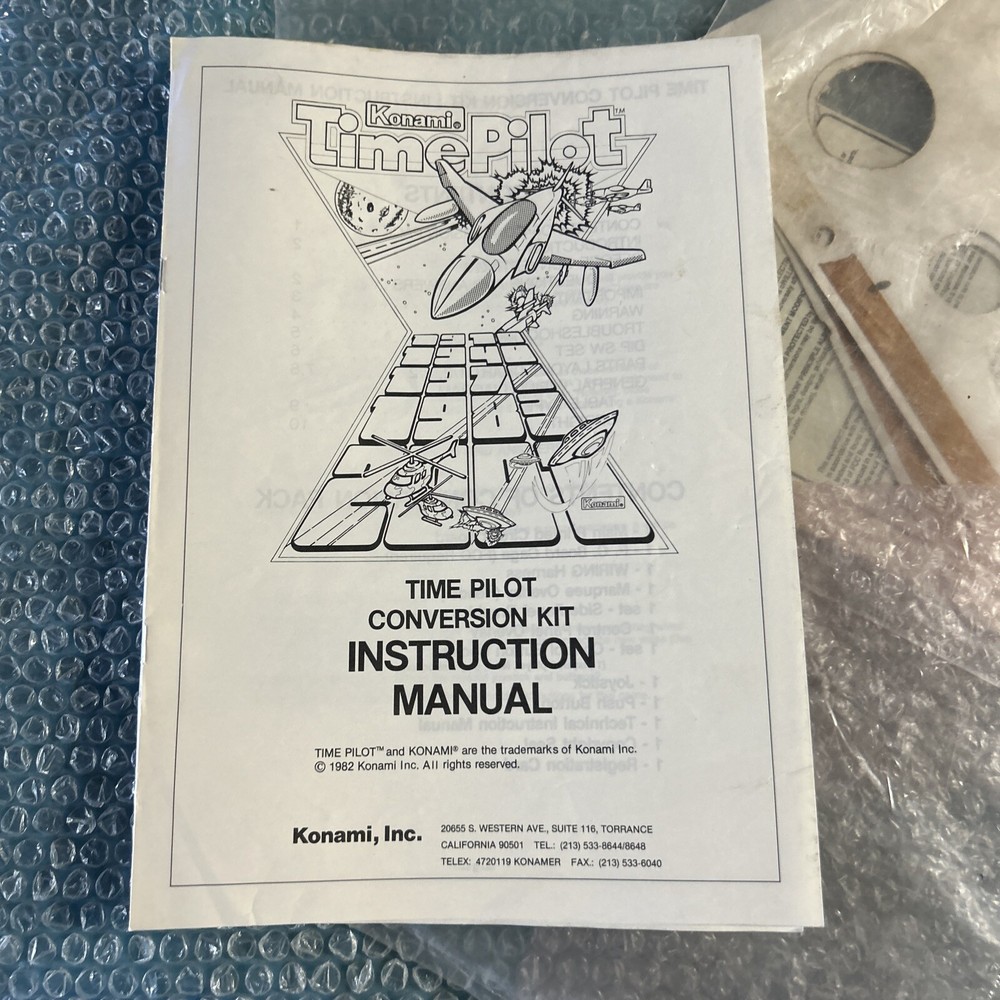 Original Time Pilot Kit  Centuri   arcade video game manual