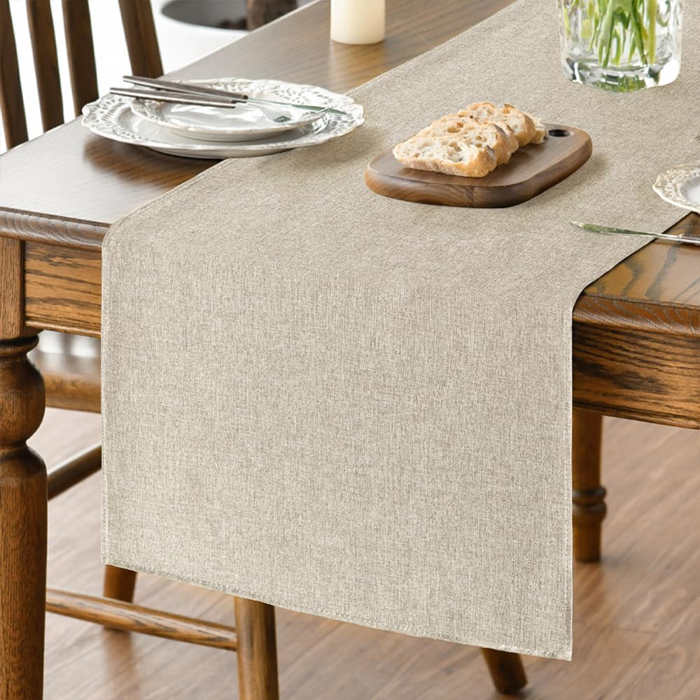 Artoid Mode Light Brown Table Runner, Seasonal Fall Washable Kitchen Dining Tabl
