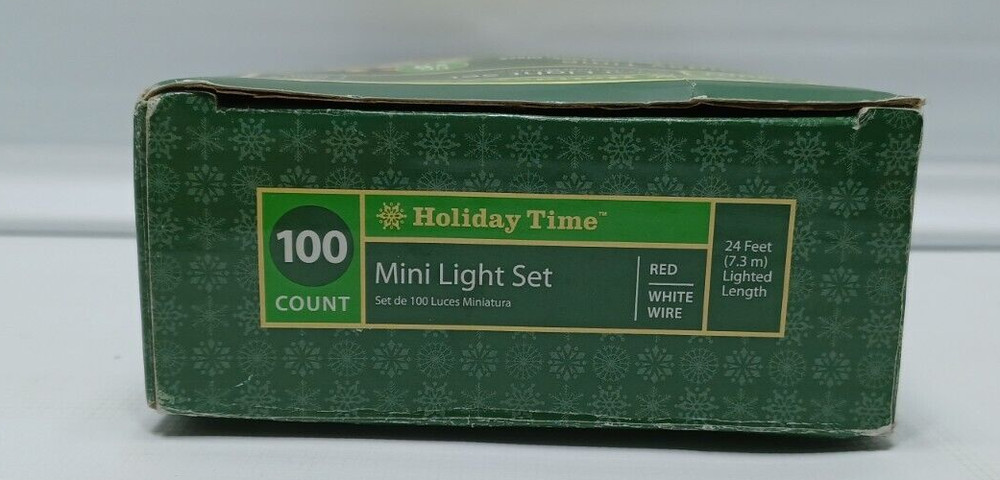 Light Set Holiday Time Red /White Wire 100ct. Mini OPEN BOX CONNECT END TO END