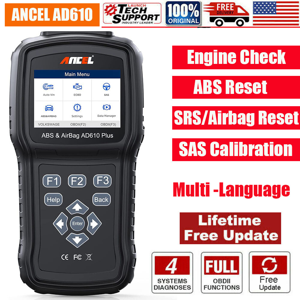 ANCEL AD610P OBD2 Automotive Scanner Engine Check ABS SRS SAS Reset Code Reader