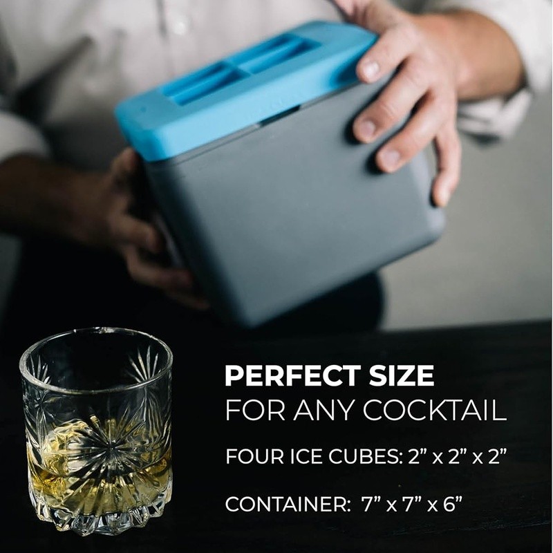 Clear Ice Cube Mold Perfect Drinks Bartender Choice Silicone Tray 4 Large Cubes
