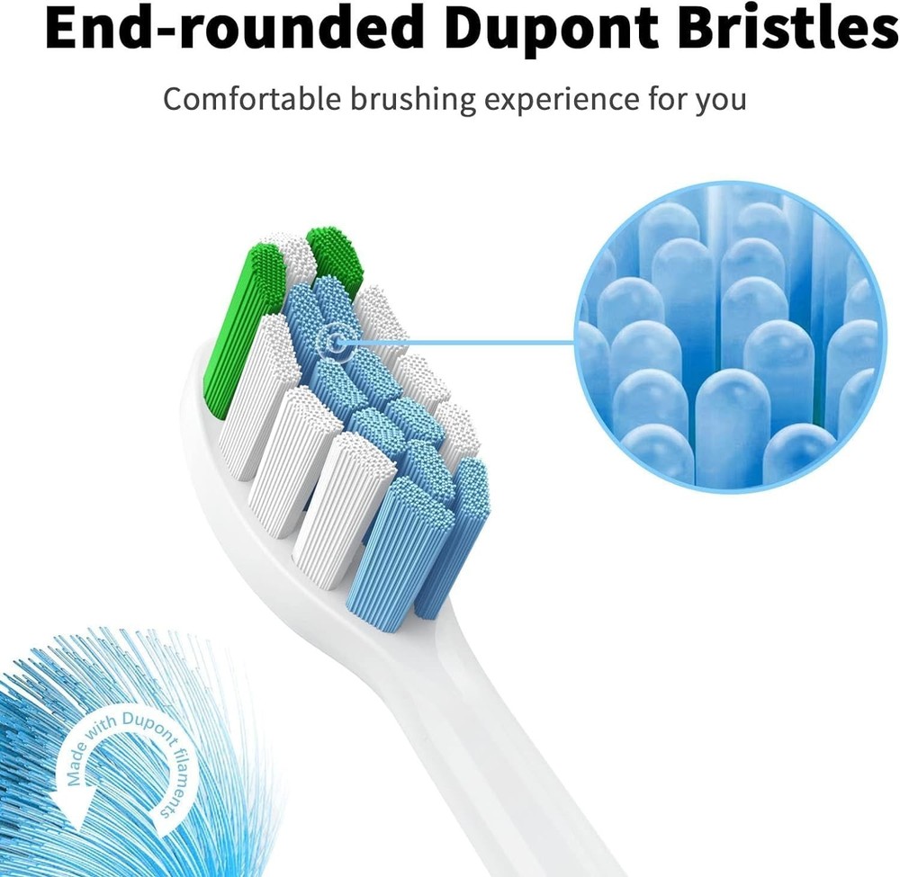 Compatible Sonicare Replacement Heads, 8-Pack – Soft and Durable, Blue Indicator