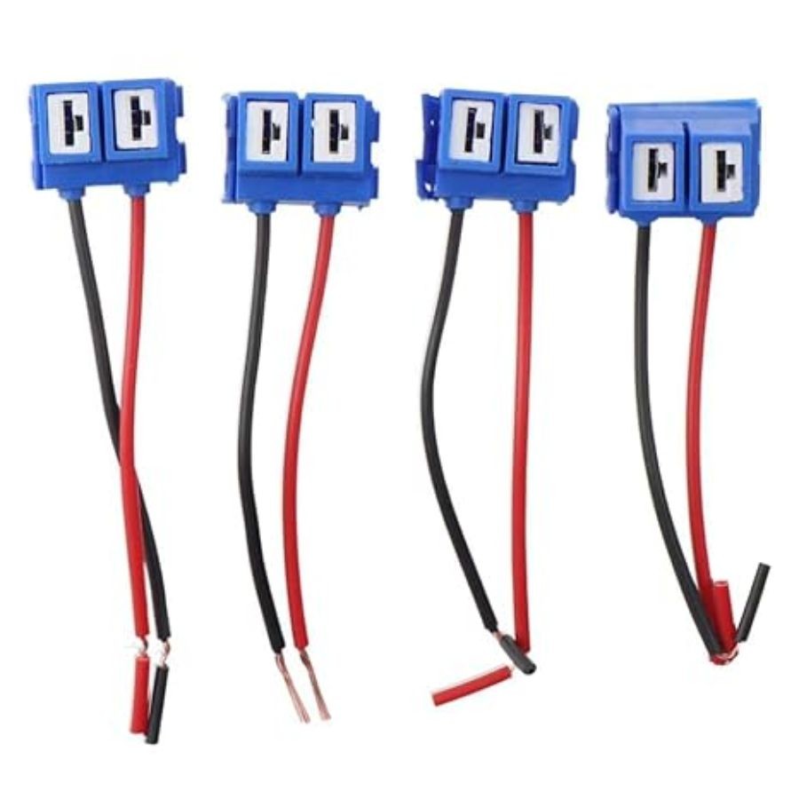 4PCS H7 Ceramic Light Bulb Socket, Wiring Harness Connector Pigtail Adapter, Plu