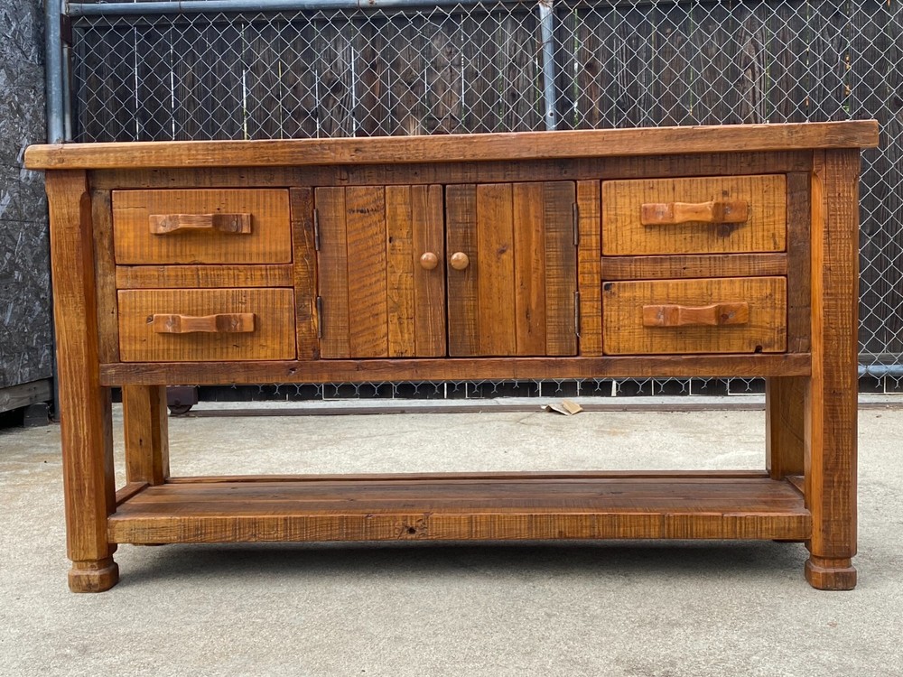 Antique Elm Buffet Cabinet