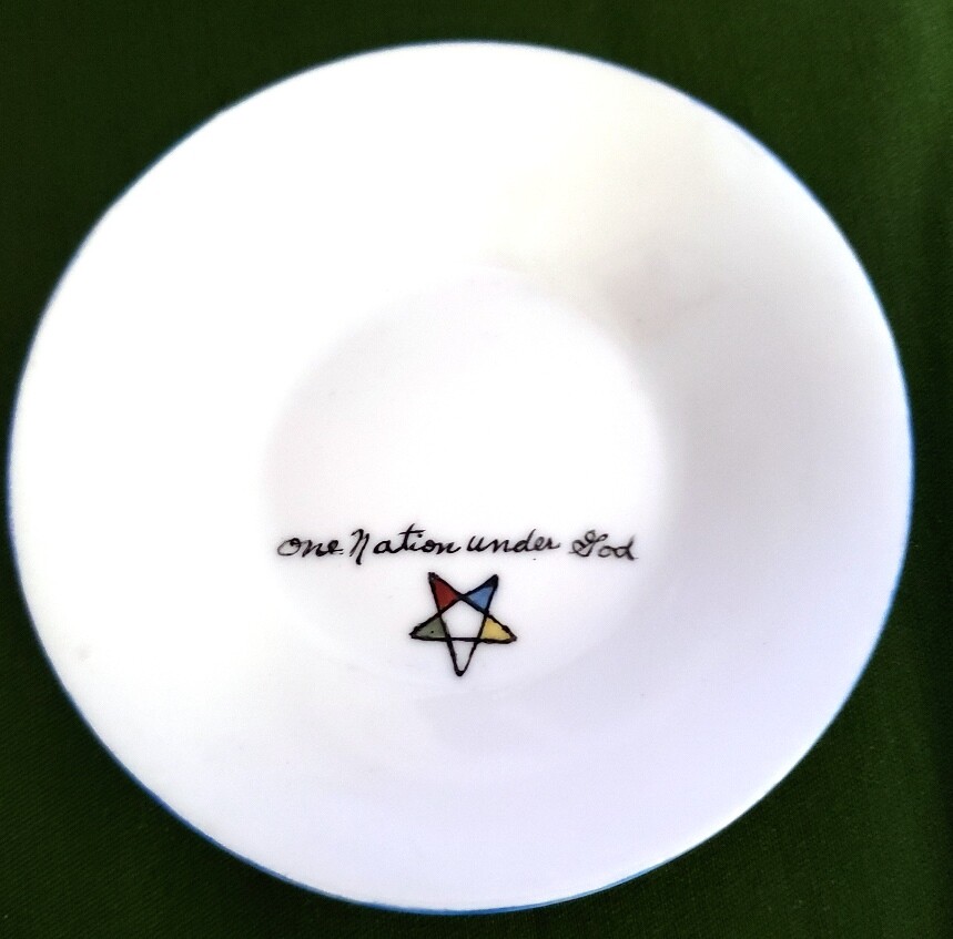 Very Nice 3" Small Ceramic Accent Dish Signed "One Nation Under God"