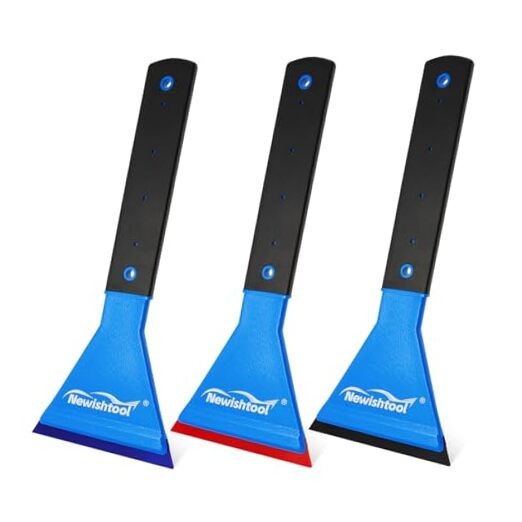 Window Tint Squeegee Rubber with Handle, 3 PCS Different Durometer Blades