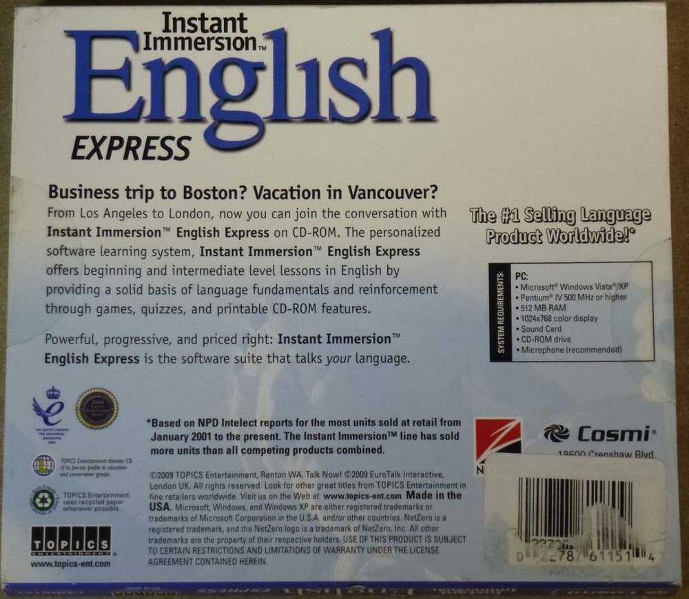 Software PC Instant Immersion English Express NEW SEALED