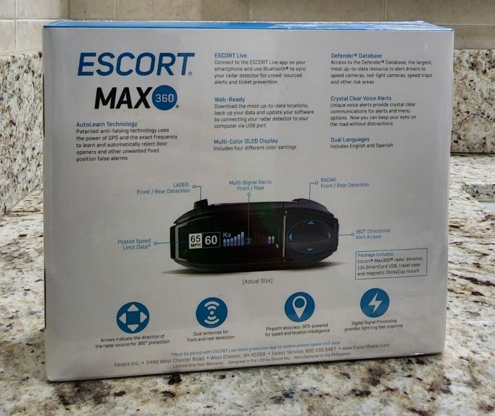Escort MAX 360 Advanced Radar Laser Detector GPS - NEW