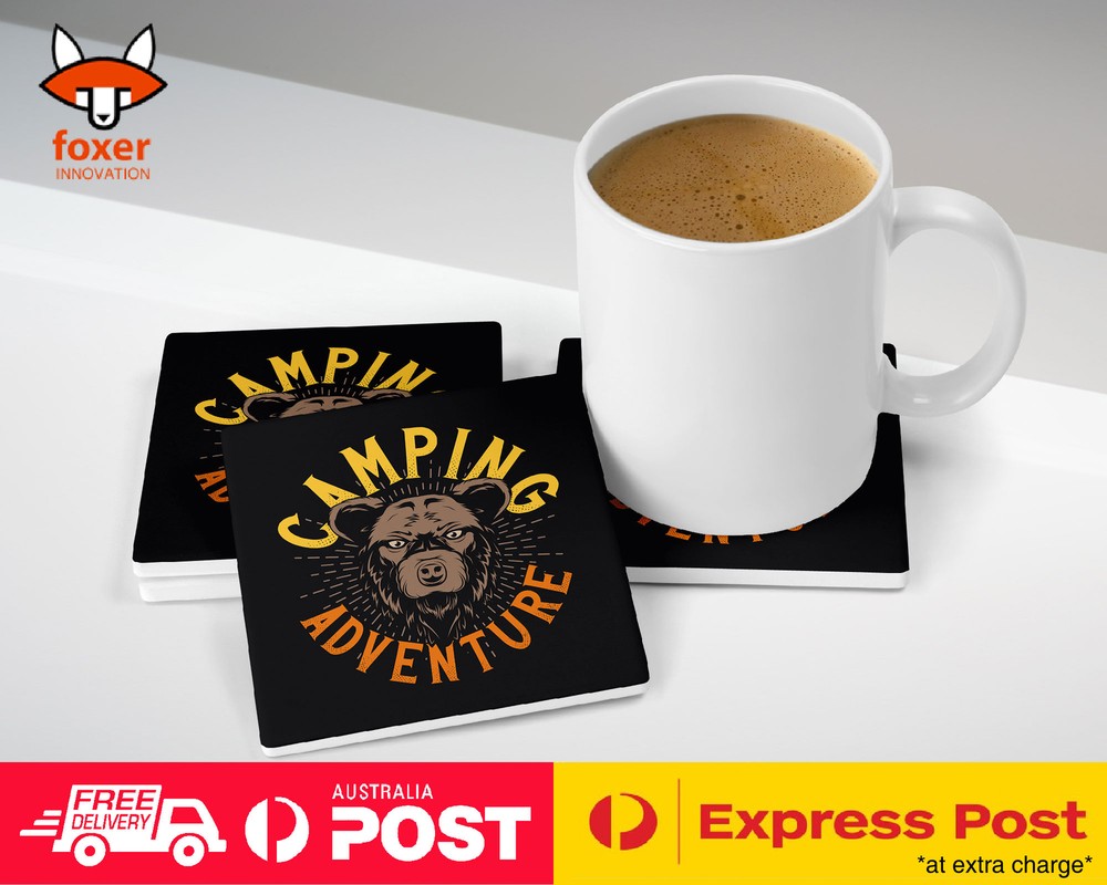 COASTER COFFEE DRINKING MAT|COOL WILD ANIMALS BEAR QUOTE