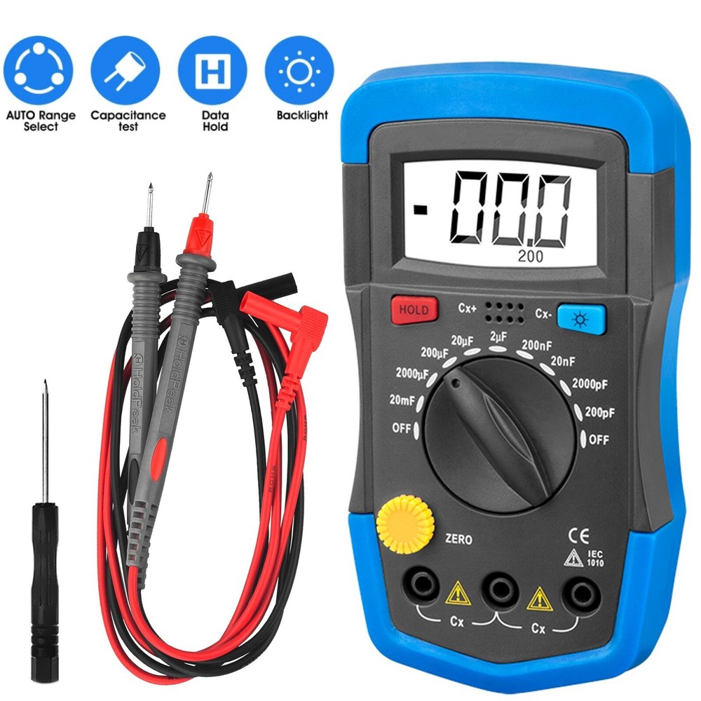 Handheld Capacitor Tester Multimeter Capacitance Meter 200pF-20mF Back Light