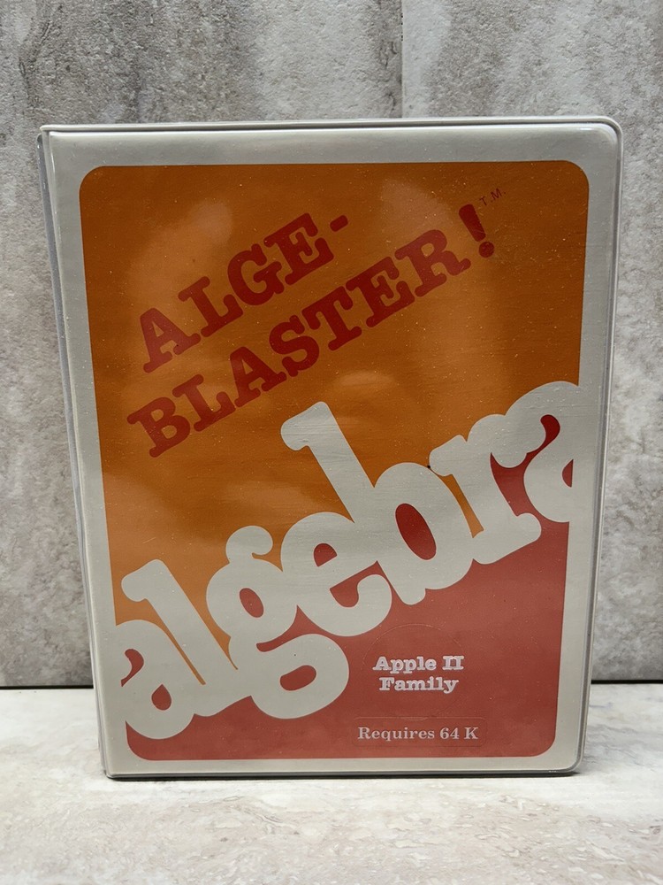 1985 Apple II IIe Computer Program ALGE-BLASTER Math School Algebra 5.25"