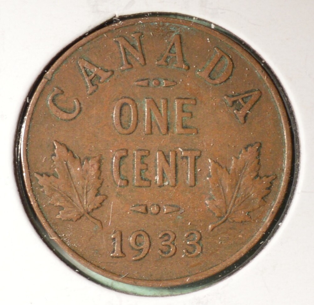 1933 - Canada Penny  - 1 cent  - Average Circulated   🇨🇦🇨🇦