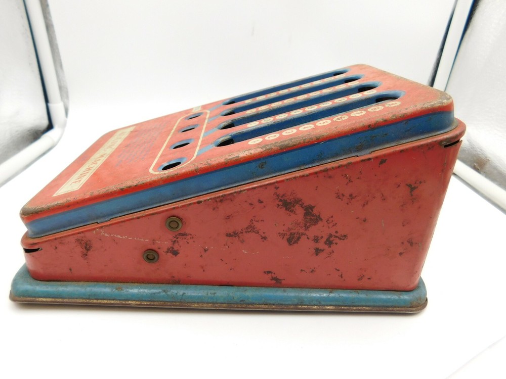 OLD 1940's Vintage Metal Tin Wolverine Adding Machine Hand Pull Dial Calculator