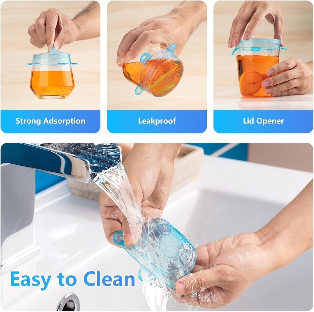 Small Silicone Stretch Lids, 12PCS 2.6"/6.5cm Zero Waste 12PCS, Small, clear