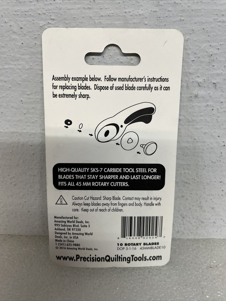 Precision Quilting Tools 45mm Sharp Rotary Replacement Blades 10 Count New