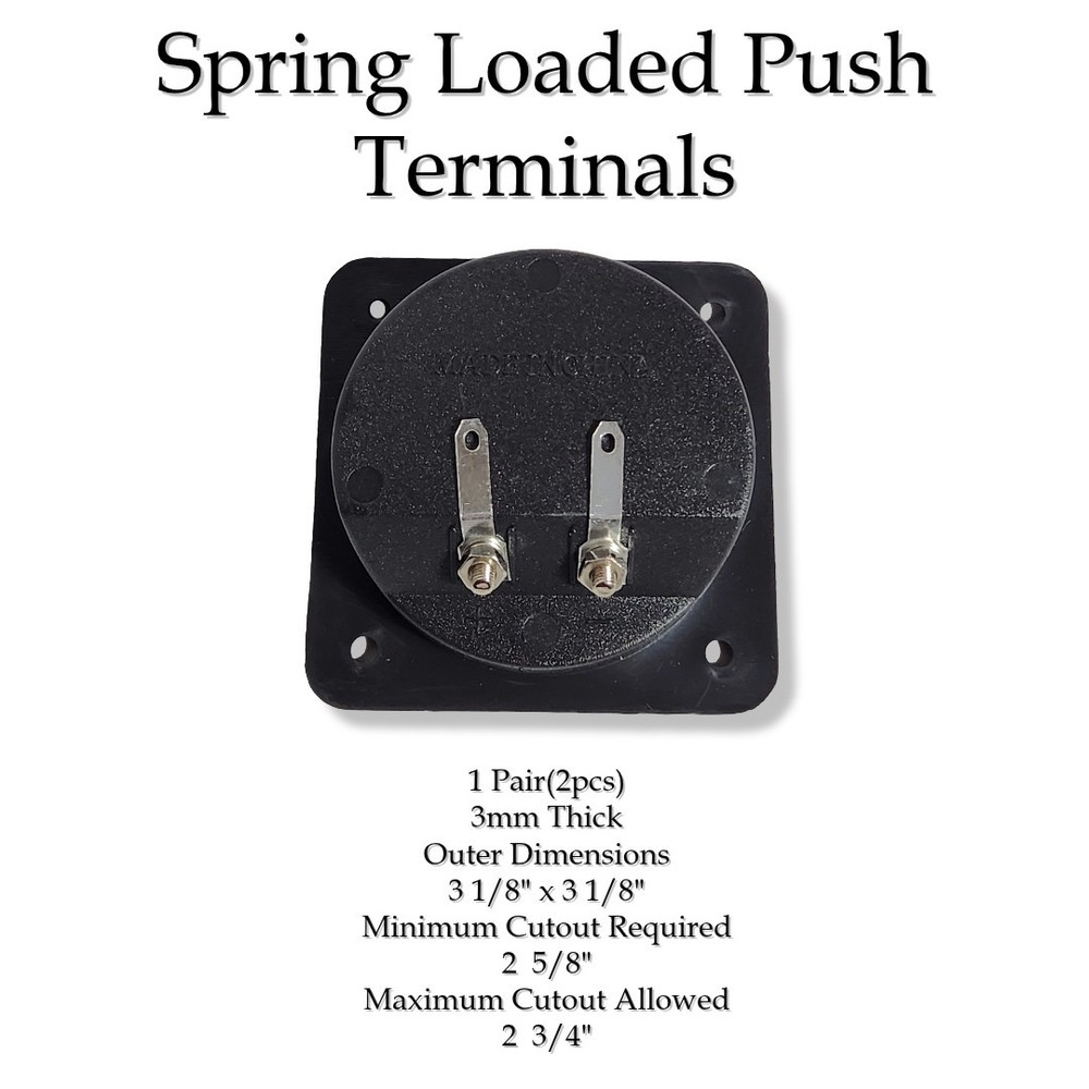 Nickel Speaker box / Subwoofer Box Square Spring Loaded Push Terminals 2Pcs