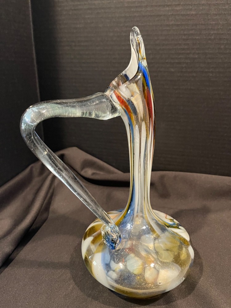 Hand Blown 13” Glass Pitcher Carafe
