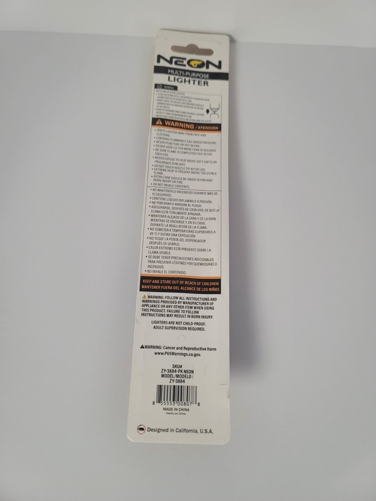 NEON Multi-Purpose Refillable Plastic Lighter Black Green