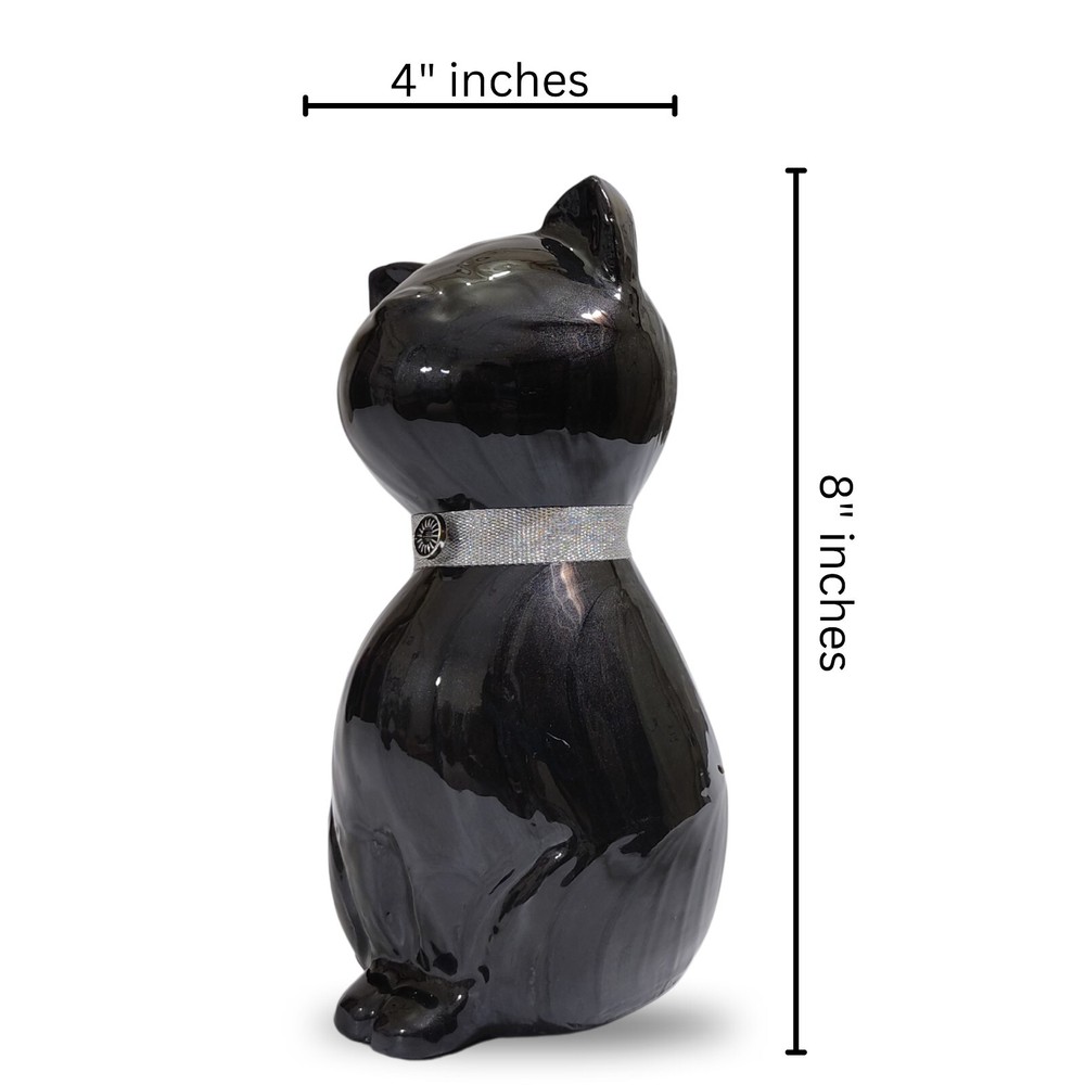 Cat Memorial Urn, Beautiful Container for Ashes - Cremation Keepsake urn BLACK