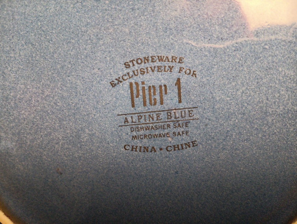 Pier 1 ALPINE BLUE Dinner Plate Solid Ironstone Brazil 10.75"W Set 5