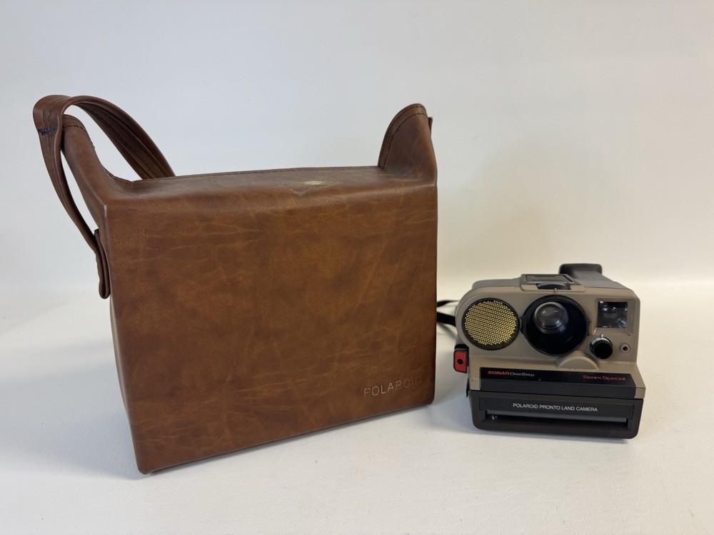 SEARS SPECIAL PRONTO Polaroid Sonar One Step Land Camera w Leather Case UNTESTED