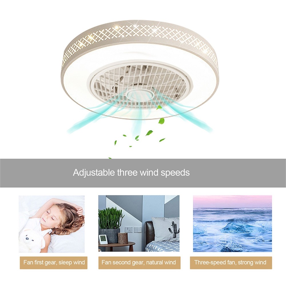 Modern Stepless Dimming Ceiling Light Fan Round Fan Lamp & Remote Controller NEW