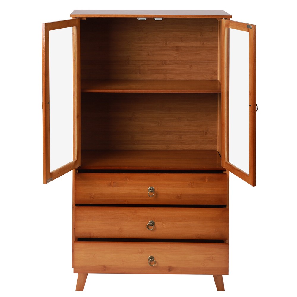 Bamboo Kitchen Buffet Hutch Storage Cupboard Cabinet Server Sideboard w/ Drawer