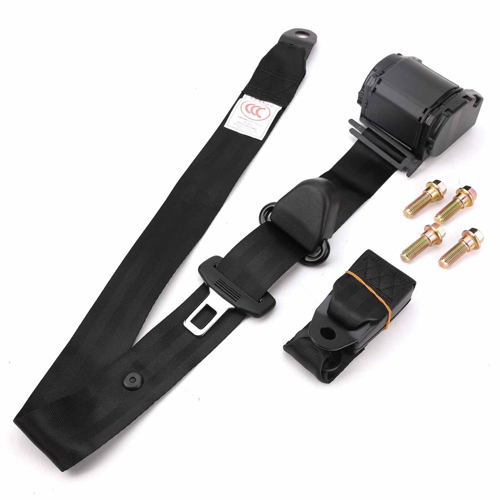 2 Pack Black Universal 3 Point Retractable Adjustable Car Seat Belt