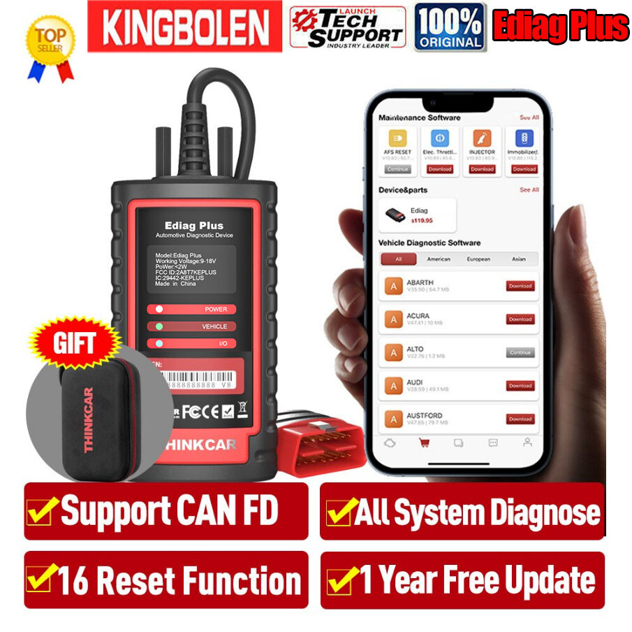 Ediag+ Bidirectional Car Diagnostic Tool OBD2 Scanner ECU Coding as THINKDIAG 2