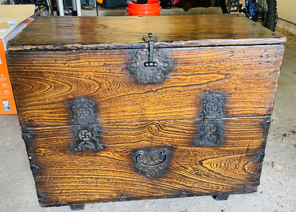 Antique Korean bandaji chest circa 1900 solid wood