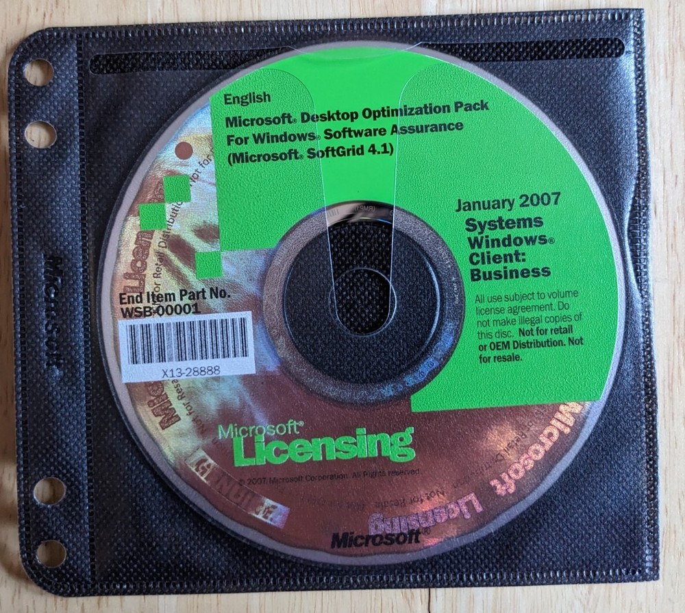 3 Discs Microsoft Licensing 2007 Systems Windows Client: Business