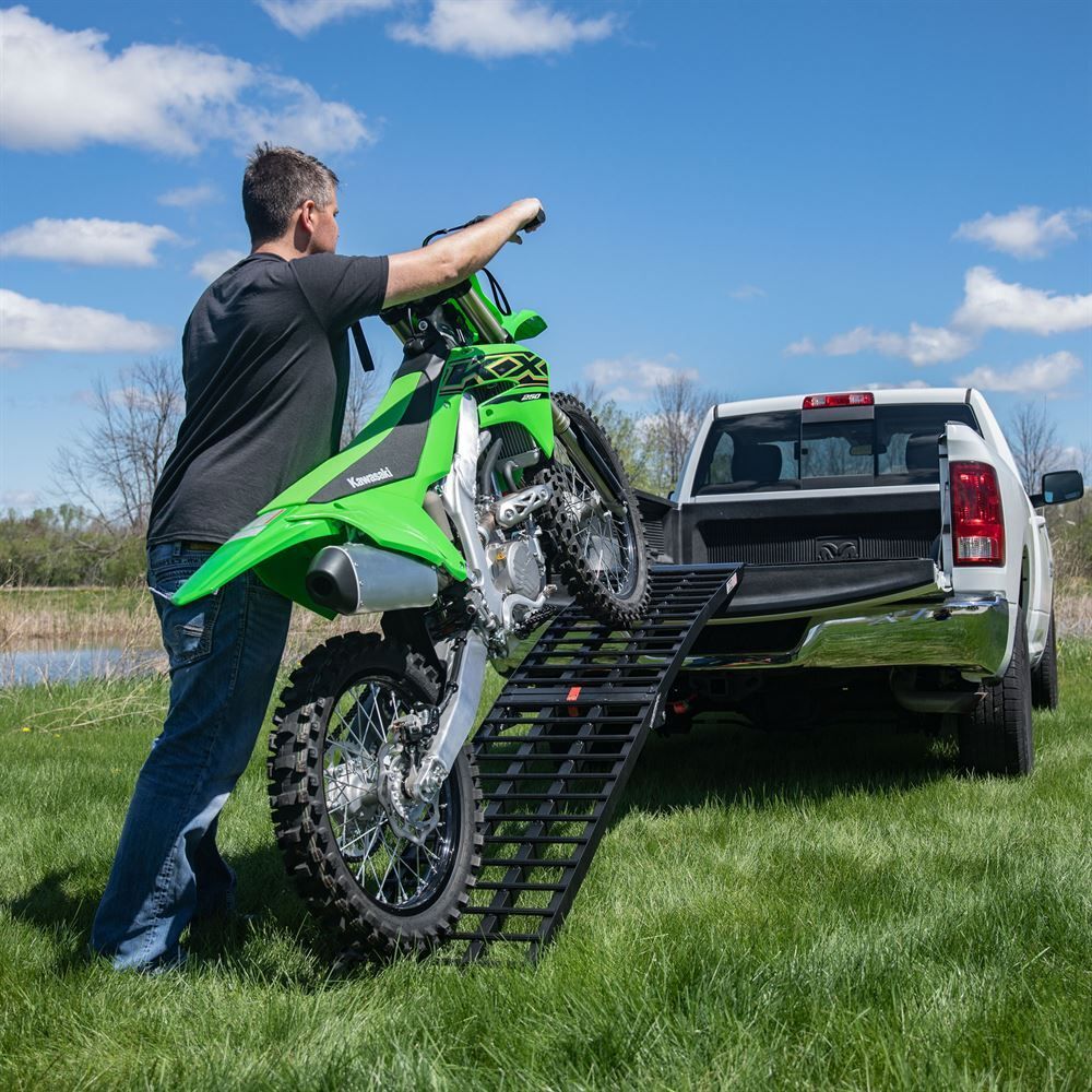 9' x 17.5" 4-Beam Folding Arched Single Runner Motorcycle Loading Ramp