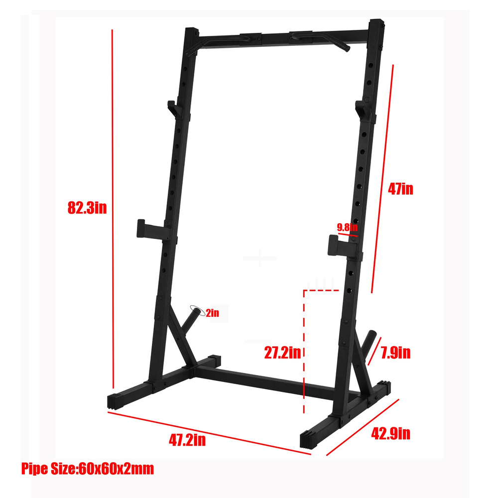Adjustable Half-Frame Squat Rack Multifunctional Power Cage