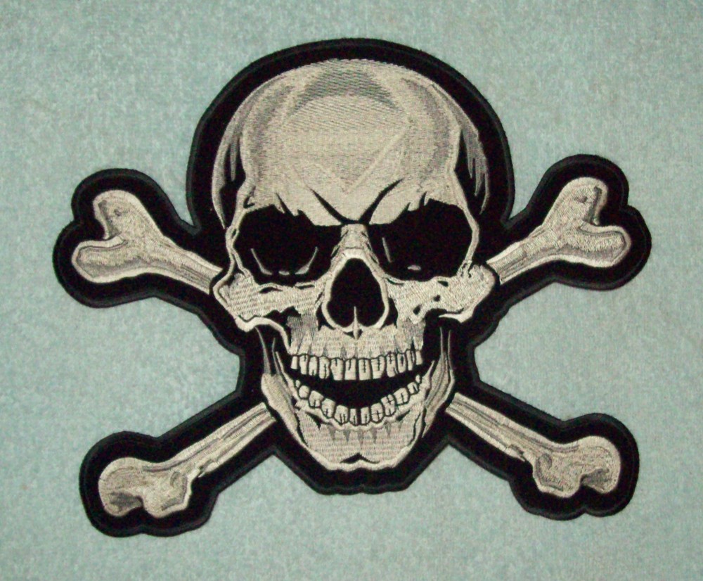 LARGE BACK PATCH SKULL & CROSSBONES MOTORCYCLE LEATHER JACKET BIKER VEST PATCH