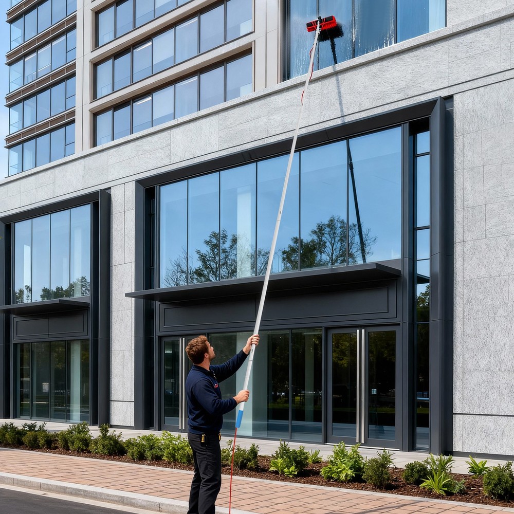 Solar Panel Cleaning Brush & Pole Kit Window Cleaner 10m Cleaning System
