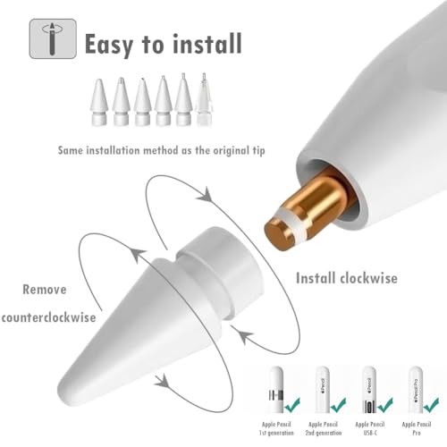 6 Pack White Customized Pencil Tips for Apple Pencils