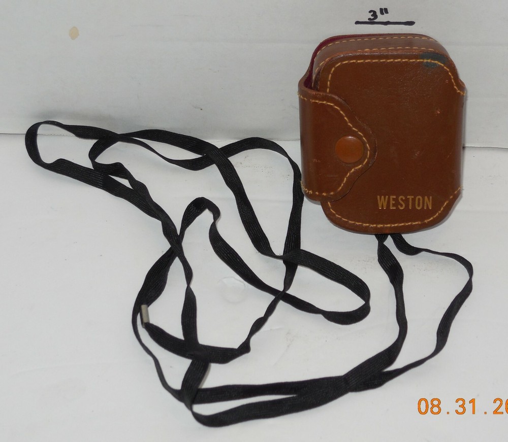 Weston Model 853 Direct Reading Exposure Meter Felt Lined Leather Case & Strap