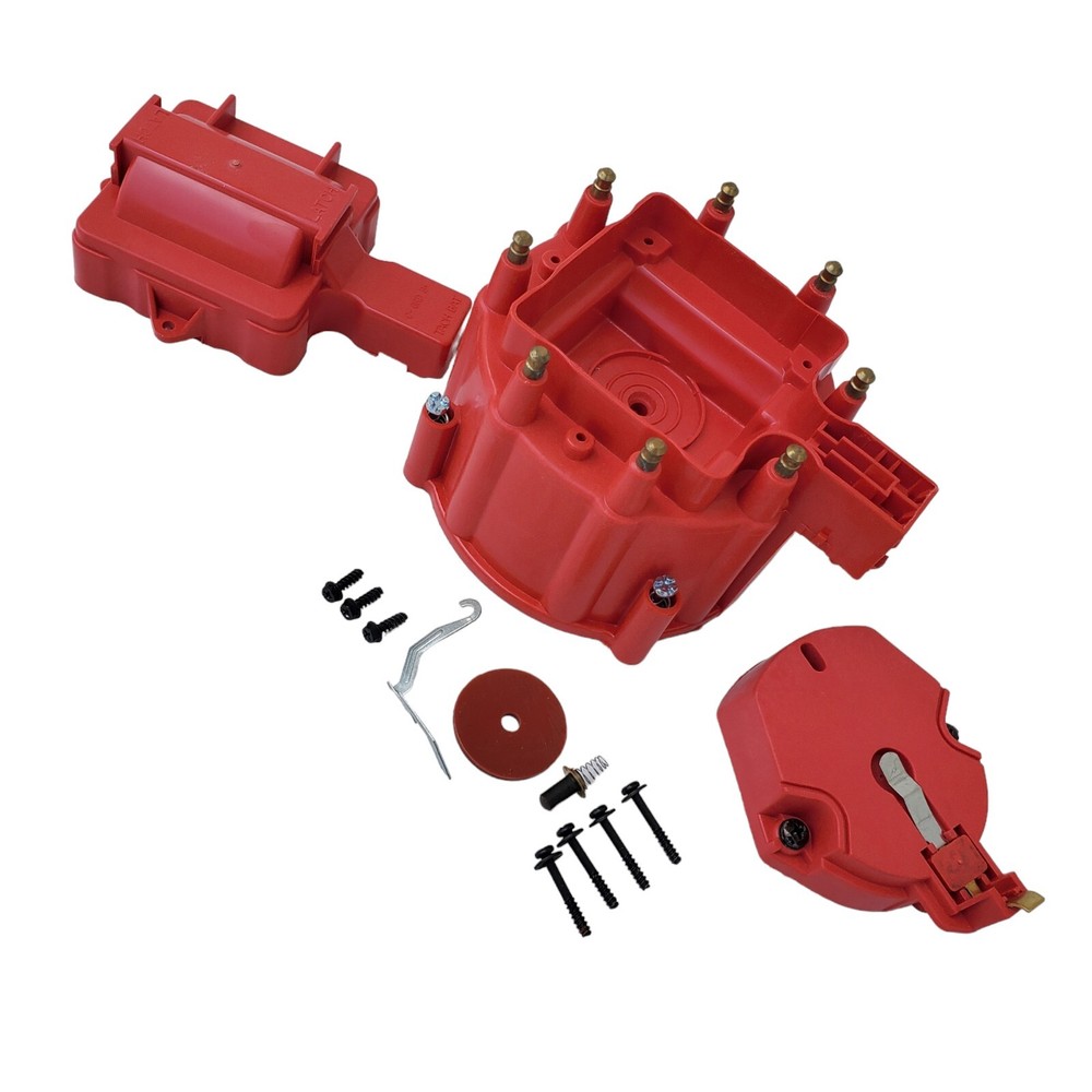 GM HEI Red Distributor Cap & Rotor Set SBC BBC 65K Volt Coil Module TUNE UP KIT
