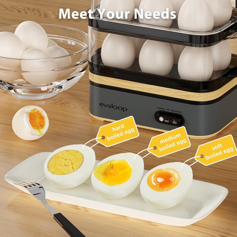 Rapid Egg Cooker Electric 12 Eggs Capacity, Soft, Medium, Hard Boiled, Poached,
